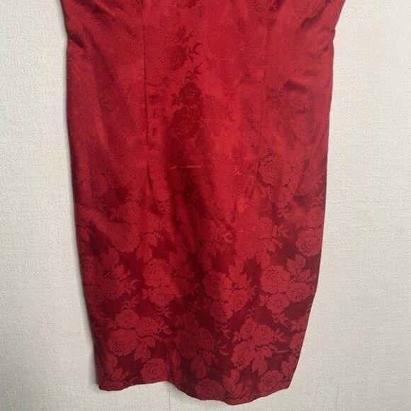 Vintage Roberta Red Floral Holiday Cocktail Party Mini Dress Women Size 5/6 - Picture 7 of 11